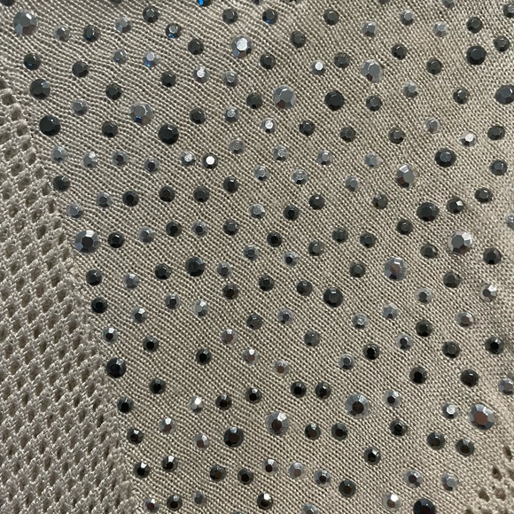 {Express} Offwhite sheer bling Sweater - M - Picture 2 of 4